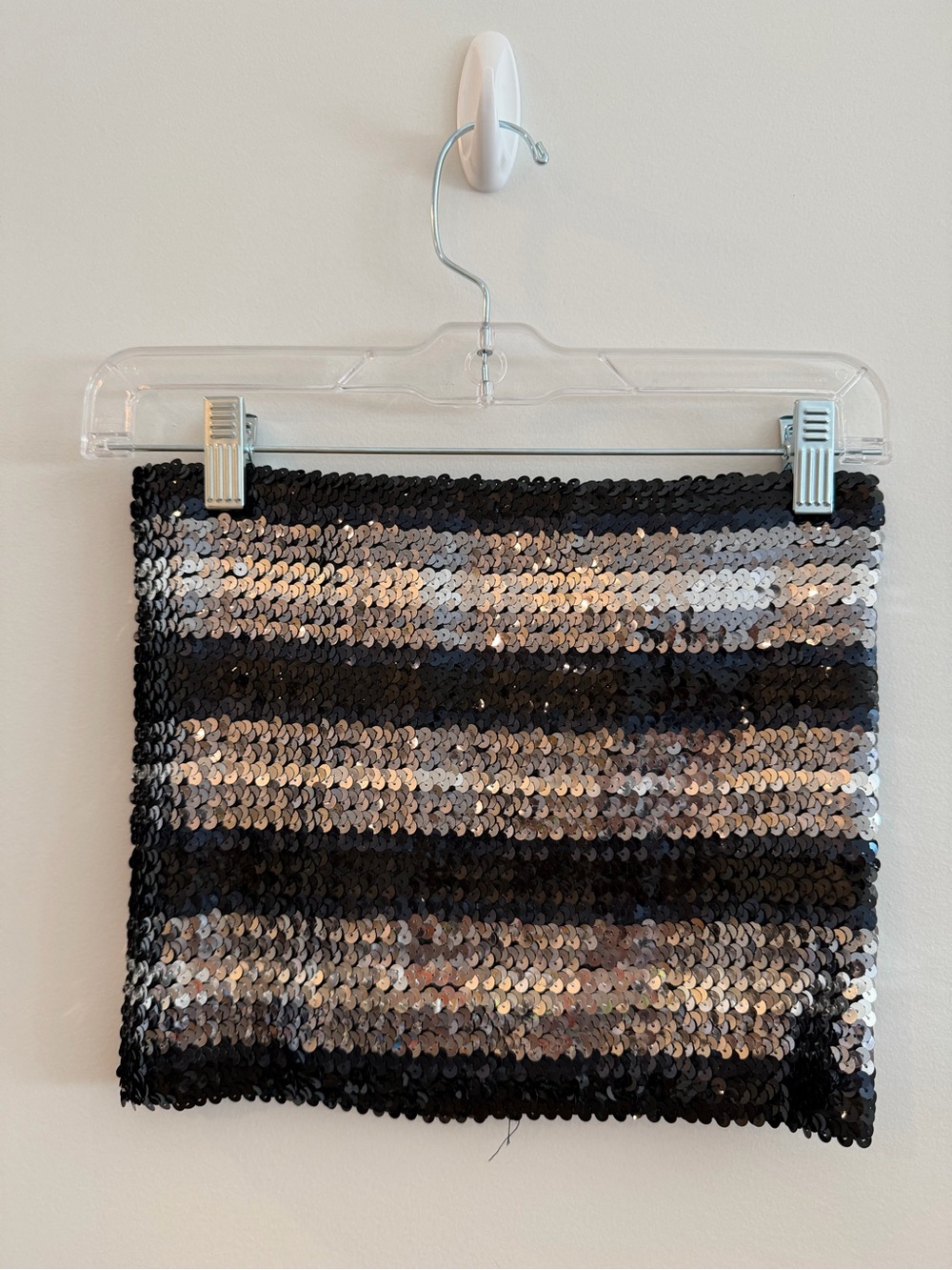 Black and Silver Sequin Mini Skirt - Women's Party Skirt